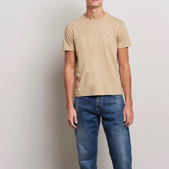 POLO RALPH LAUREN Men Crew Neck T-Shirt Coastal Beige.  Sz medium - Picture 1 of 15